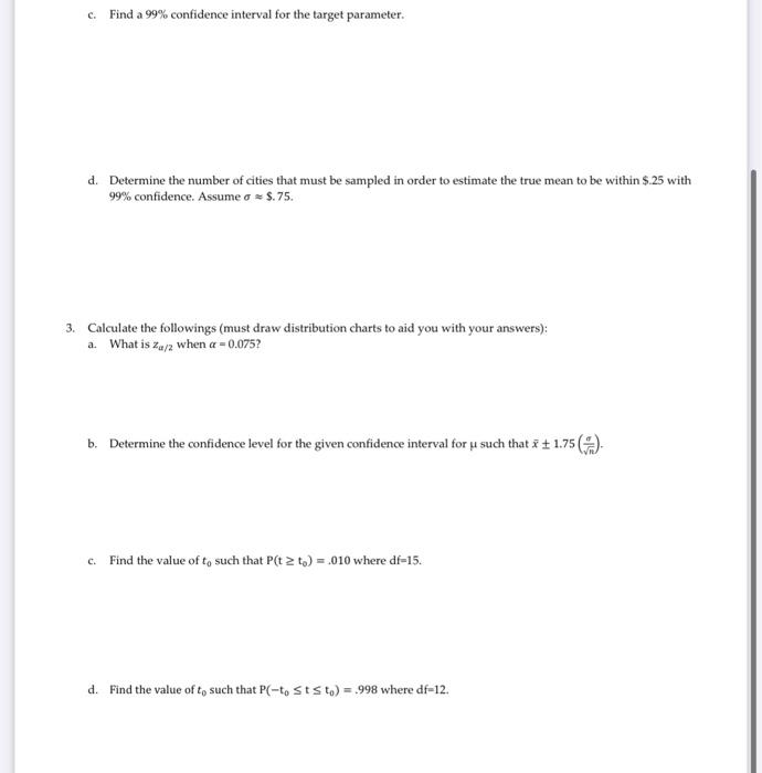Solved c. Find a 99% confidence interval for the target | Chegg.com