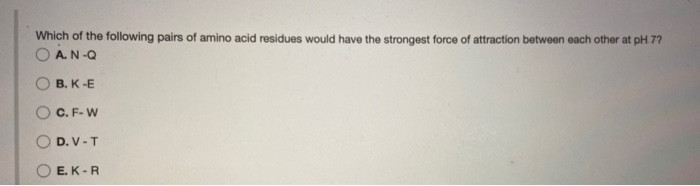 Solved Which of the following pairs of amino acid residues | Chegg.com