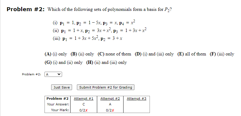 Solved Problem # 2: Which of the following sets of | Chegg.com