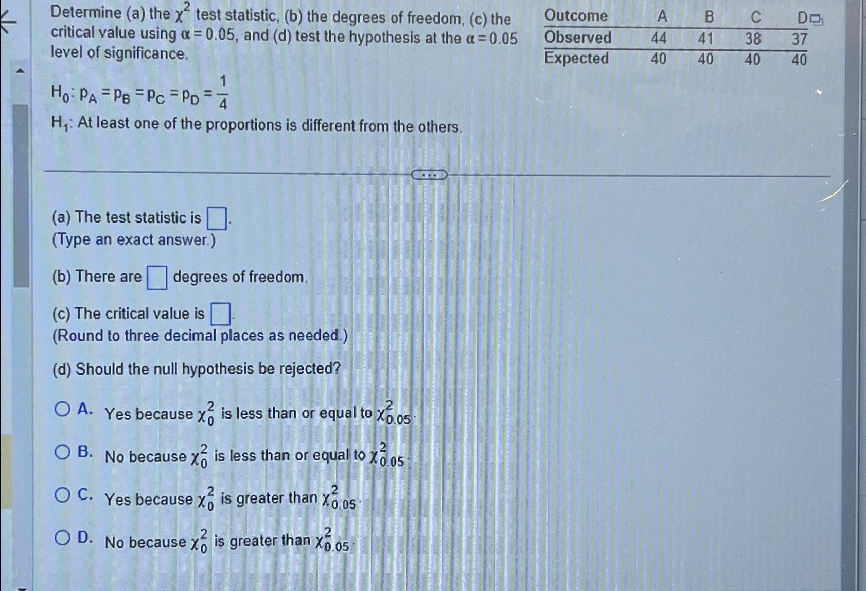 Solved Determine (a) ﻿the χ2 ﻿test statistic, (b) ﻿the | Chegg.com