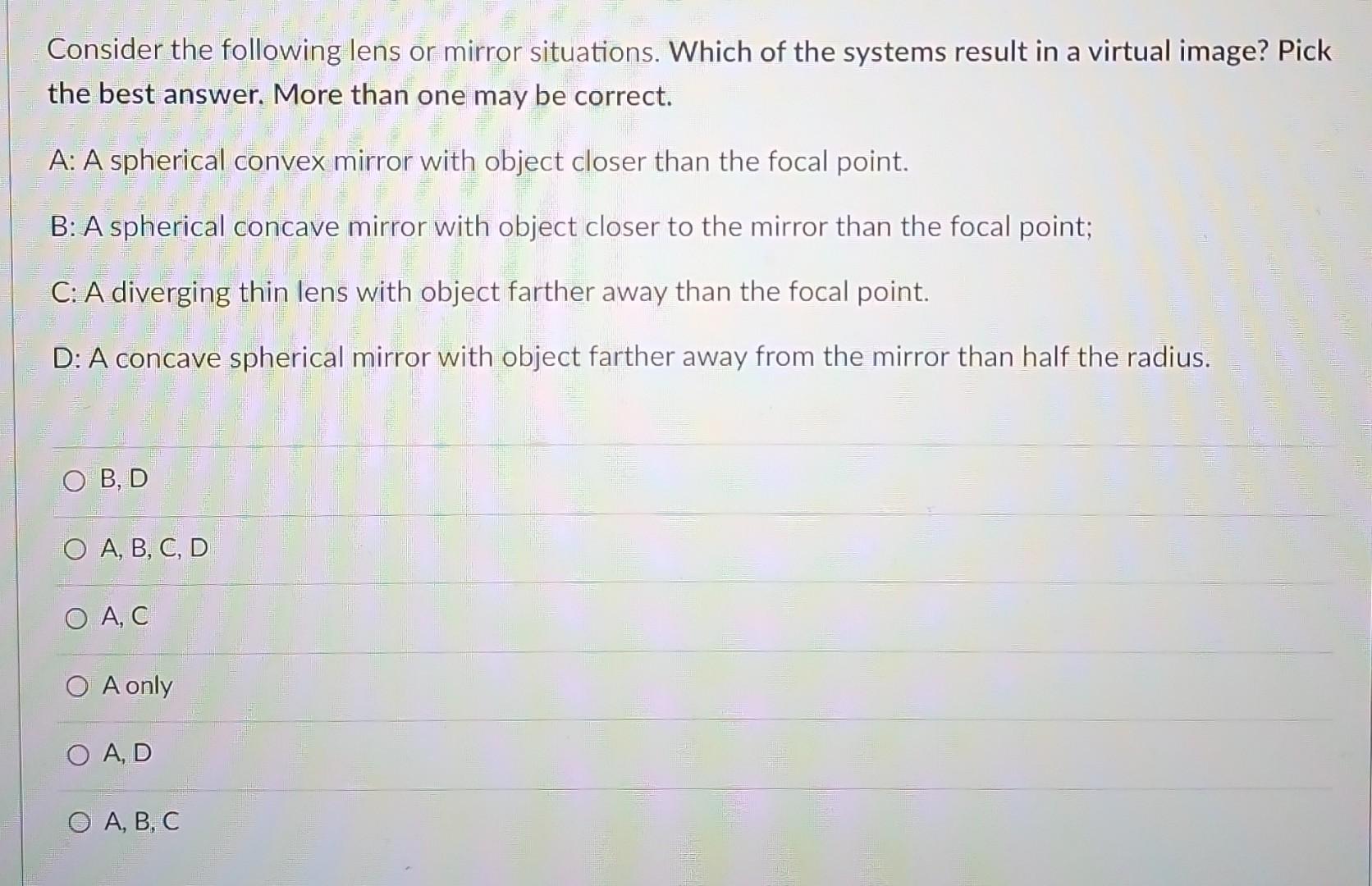 Solved Consider the following lens or mirror situations. | Chegg.com