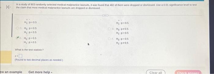 Solved In a study of 803 randomly selected medical