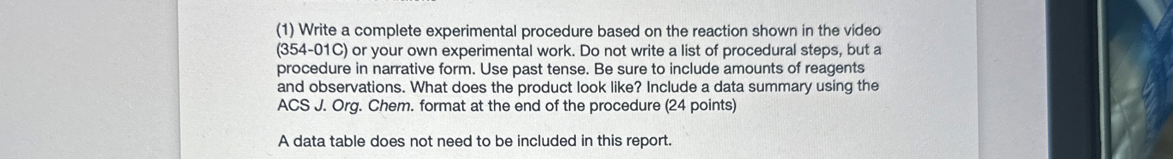 Solved (1) ﻿Write a complete experimental procedure based on | Chegg.com