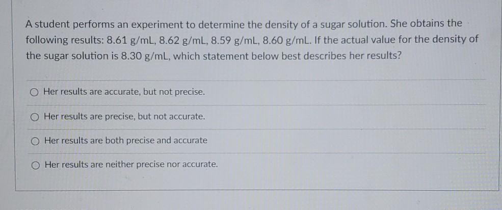 Solved A student performs an experiment to determine the | Chegg.com