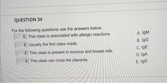 Solved For the following questions use the answers below. | Chegg.com