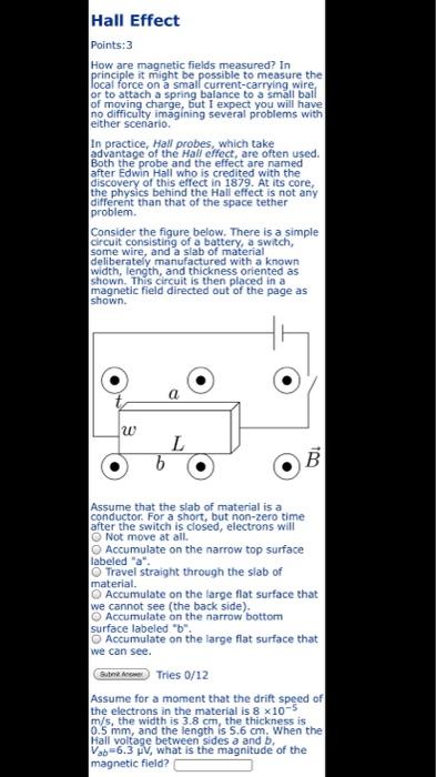 Solved Hall Effect Points:3 How are magnetic fields | Chegg.com