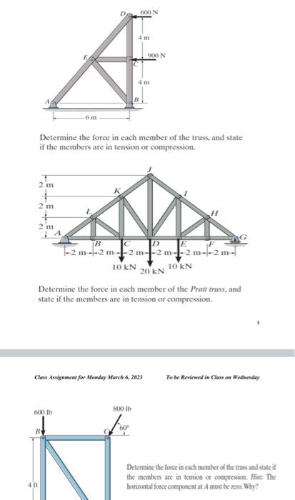Solved Determine the force in each member of the truss, and | Chegg.com