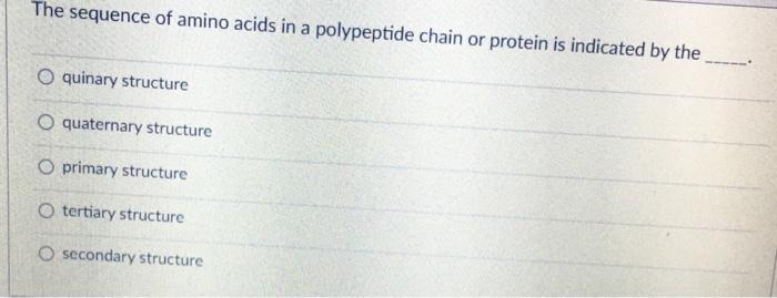 Solved The sequence of amino acids in a polypeptide chain or | Chegg.com