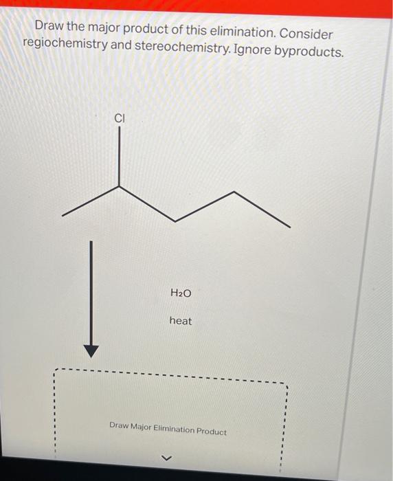 Draw the major product of this elimination. Consider regiochemistry and stereochemistry. Ignore byproducts.