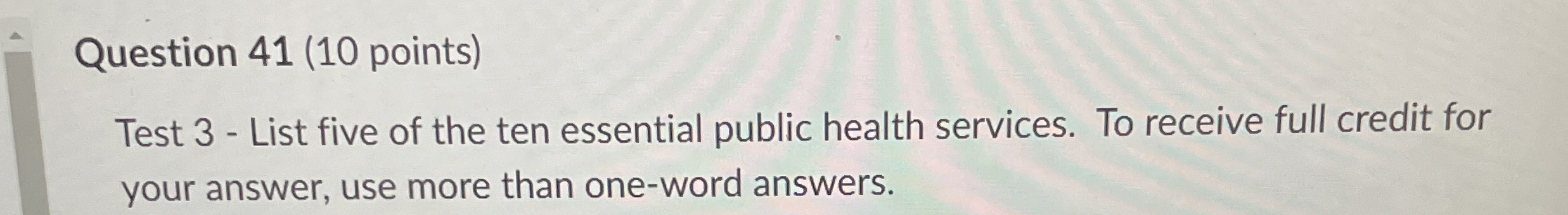 Solved Question 41 (10 ﻿points)Test 3 - ﻿List five of the | Chegg.com