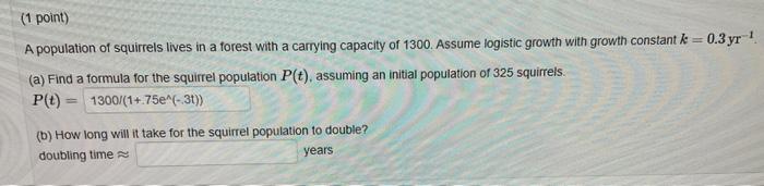 Solved A population of squirrels lives in a forest with a | Chegg.com