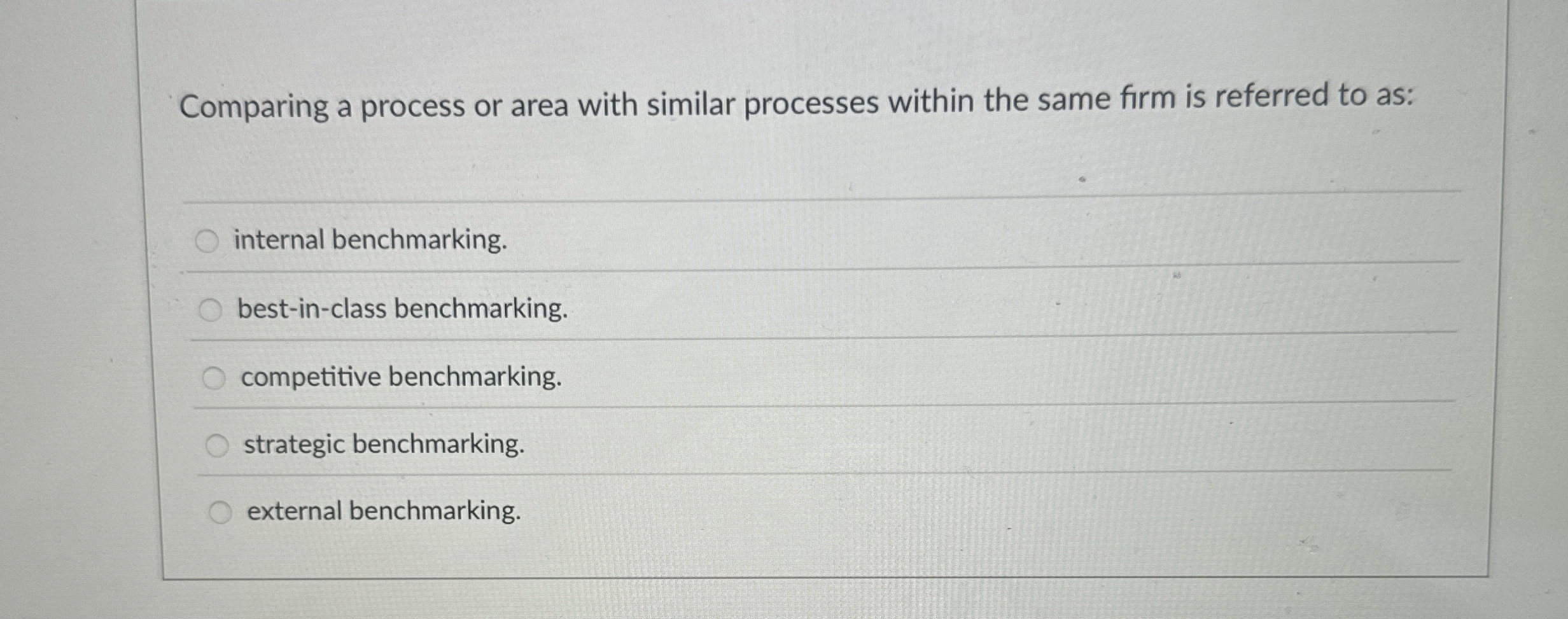 Solved Comparing a process or area with similar processes | Chegg.com