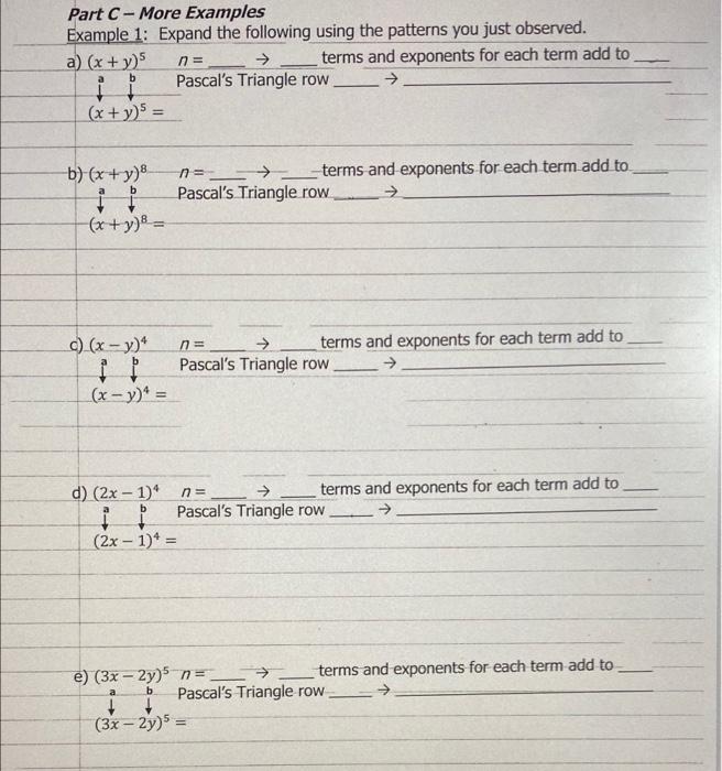 Solved Part C-More Examples Example 1: Expand the following | Chegg.com