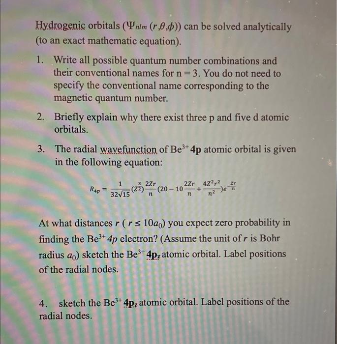 Solved 1. Write All Possible Quantum Number Combinations And | Chegg.com