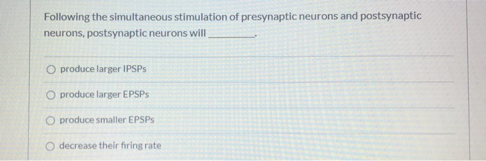 Solved Following the simultaneous stimulation of presynaptic | Chegg.com