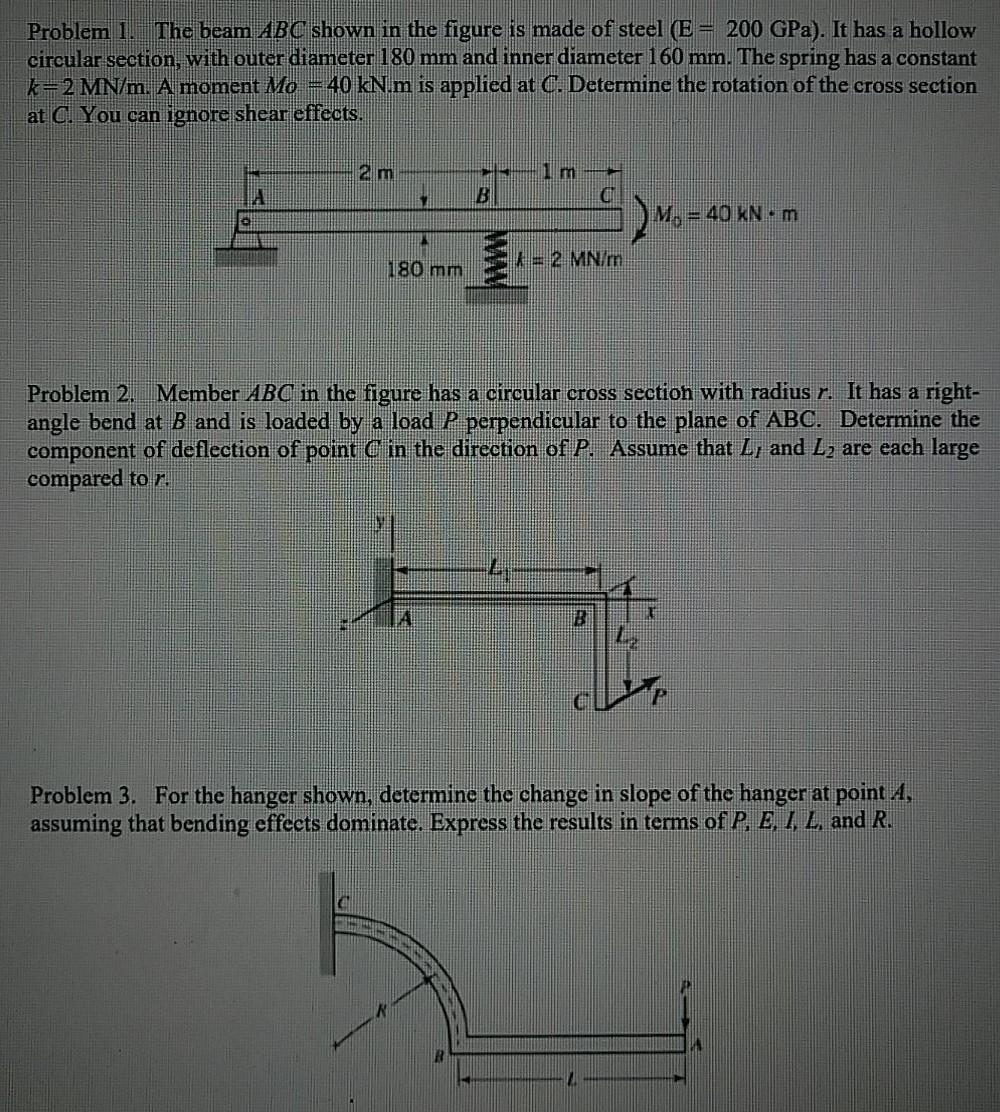 Solved Problem 1! The Beam ABC Shown In The Figure Is Made | Chegg.com