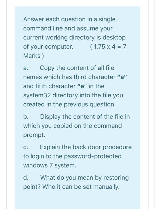 Solved Answer each question in a single command line and | Chegg.com