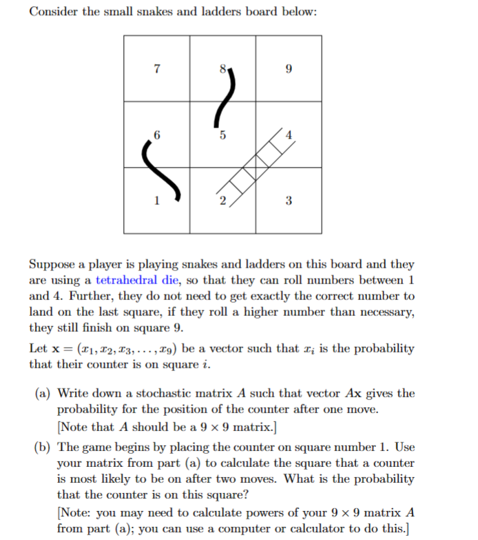 Solved Consider the small snakes and ladders board | Chegg.com