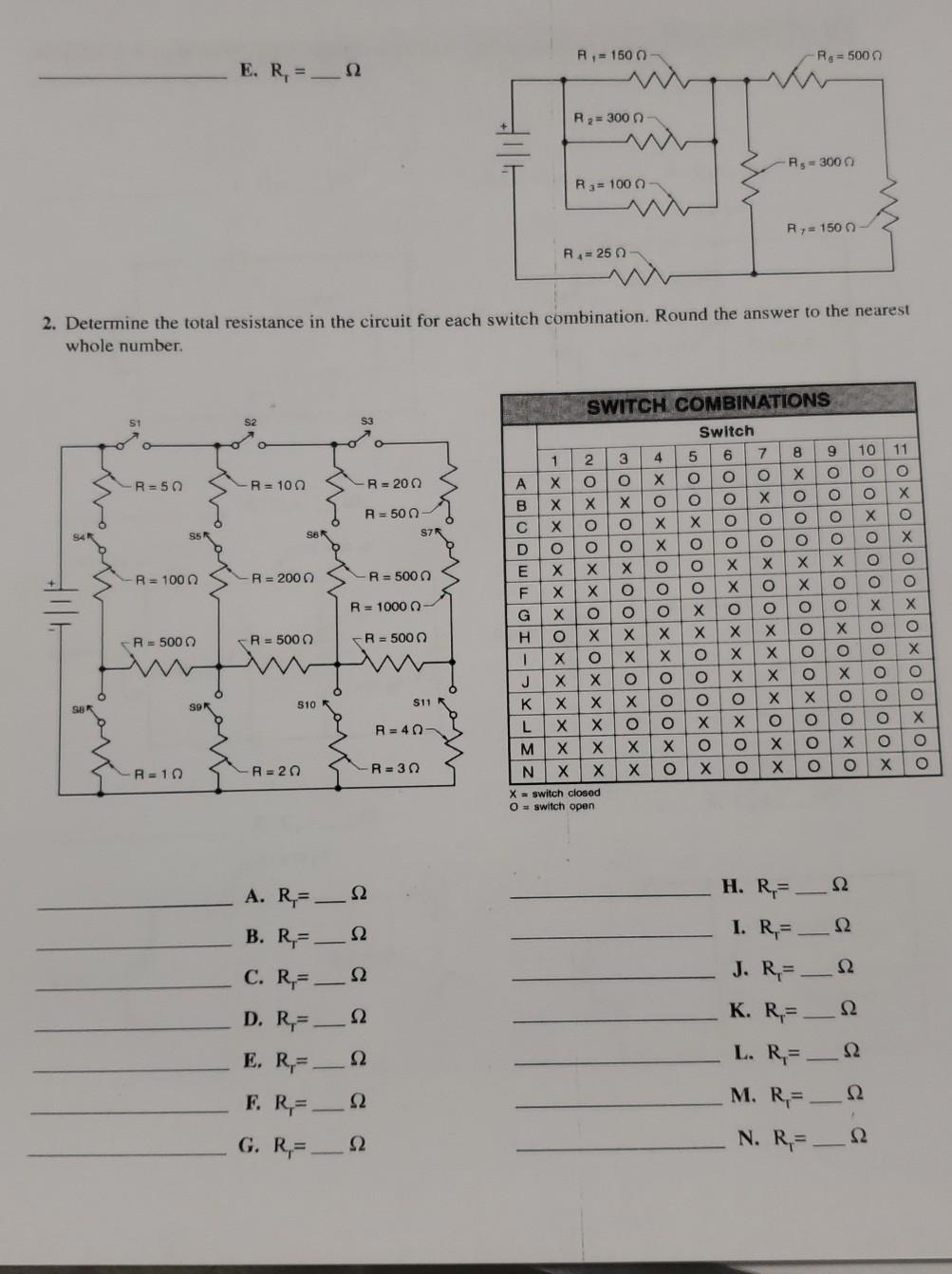 Solved 1 Determine The Total Resistance In The Circuit B Chegg Com