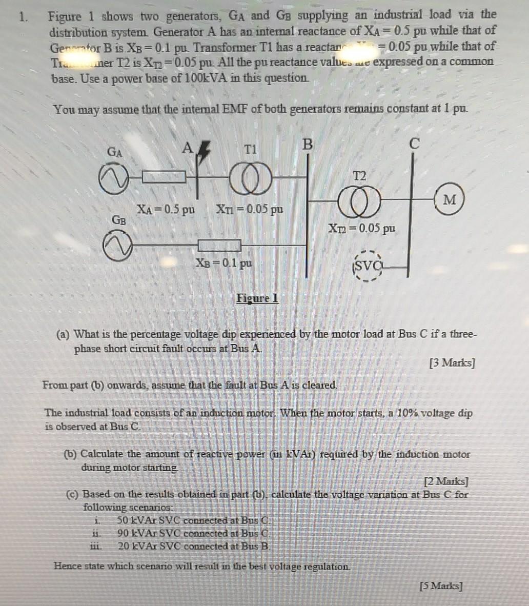 1 Figure 1 Shows Two Generators Ga And Gb Supply Chegg Com