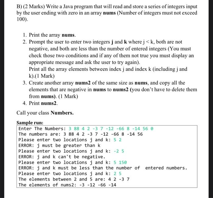 Solved A) (3 Marks) Write a Java program that will prompt | Chegg.com
