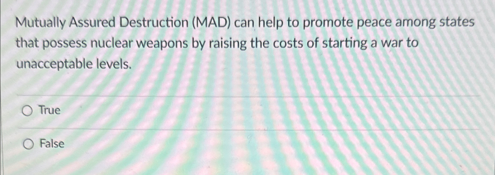 Solved Mutually Assured Destruction (MAD) ﻿can help to | Chegg.com