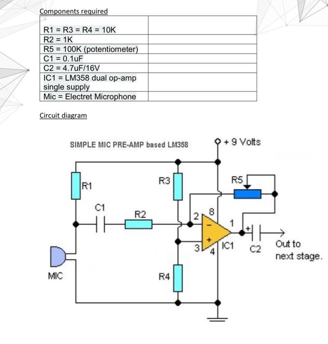 Solved Components required R1 = R3 R4 = 10K R2 = 1K R5= 100K | Chegg.com
