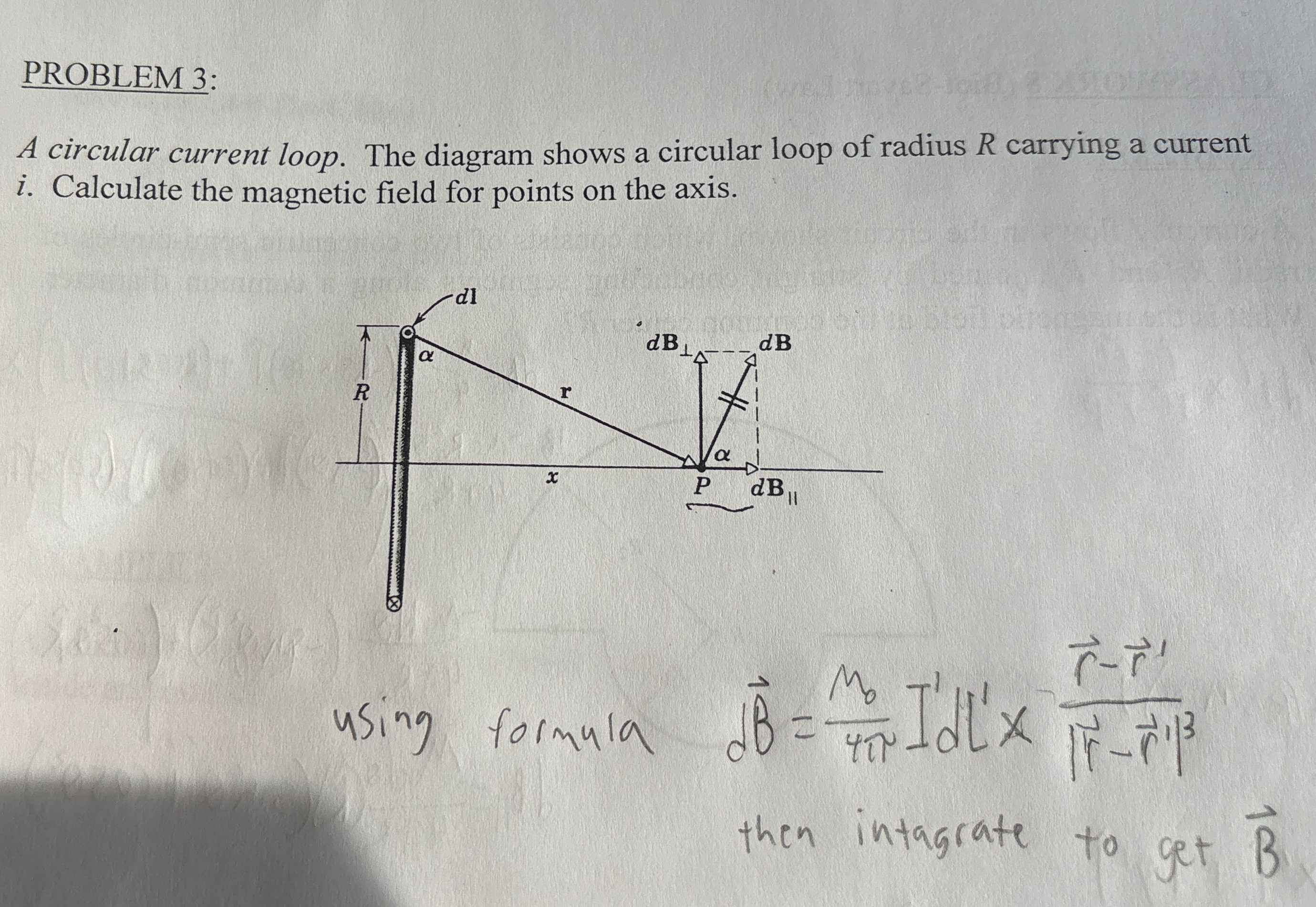 Solved PROBLEM 3A circular current loop. The diagram shows