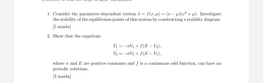 Solved 1 Consider The Parameter Dependent System A F X Chegg Com