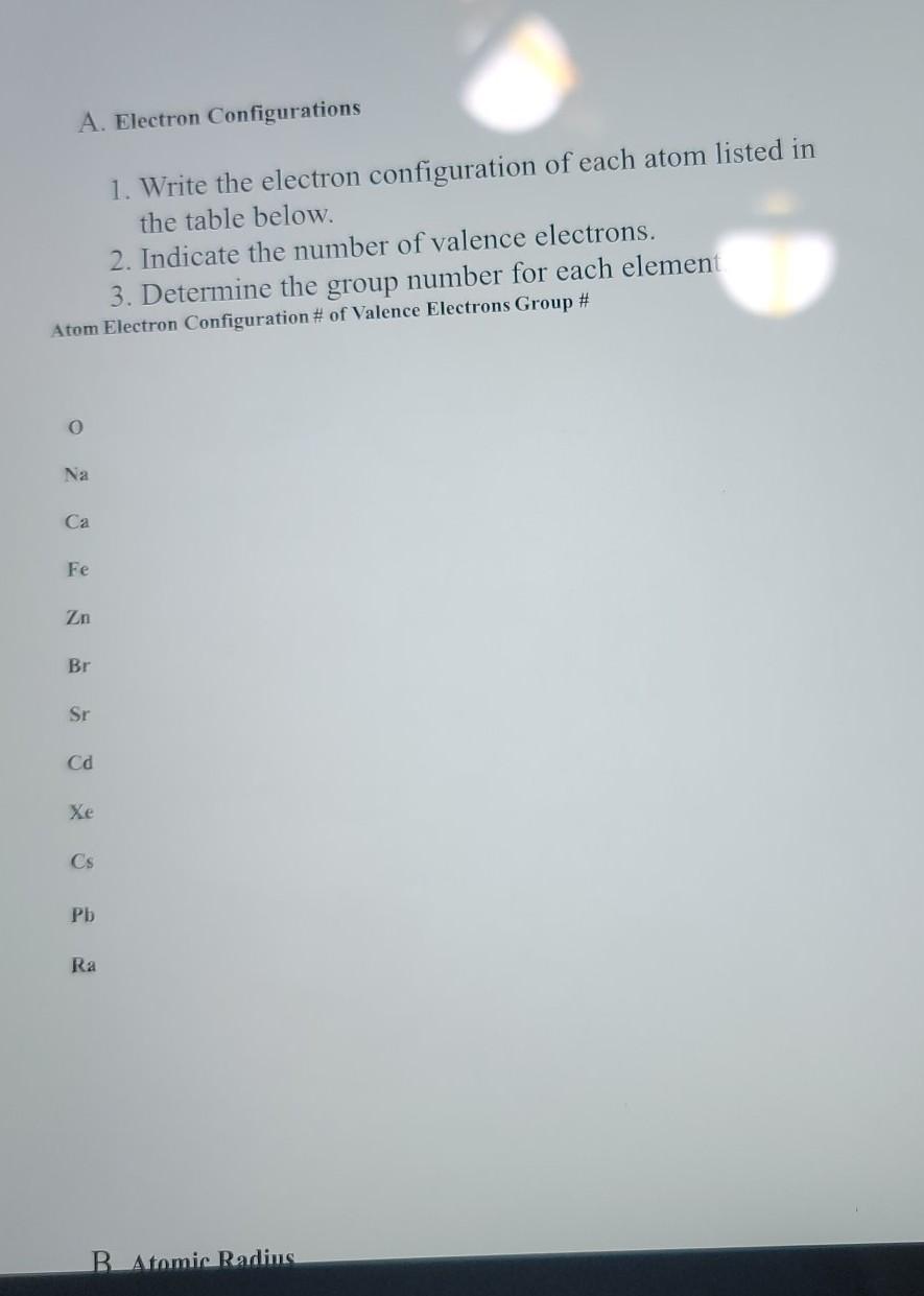 Solved A. Electron Configurations 1. Write The Electron | Chegg.com