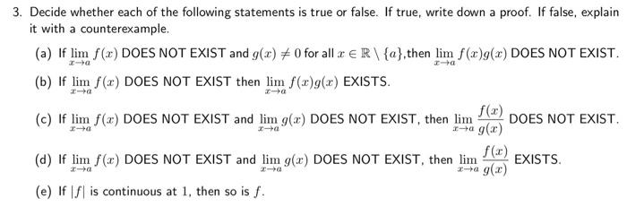 Solved 3. Decide whether each of the following statements is | Chegg.com