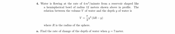 Solved 4. Water is flowing at the rate of 4 m/minute from a | Chegg.com