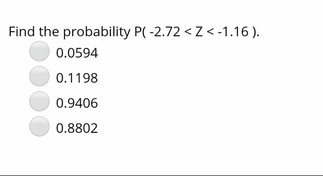 Solved Find The Probability P(-2.72 | Chegg.com