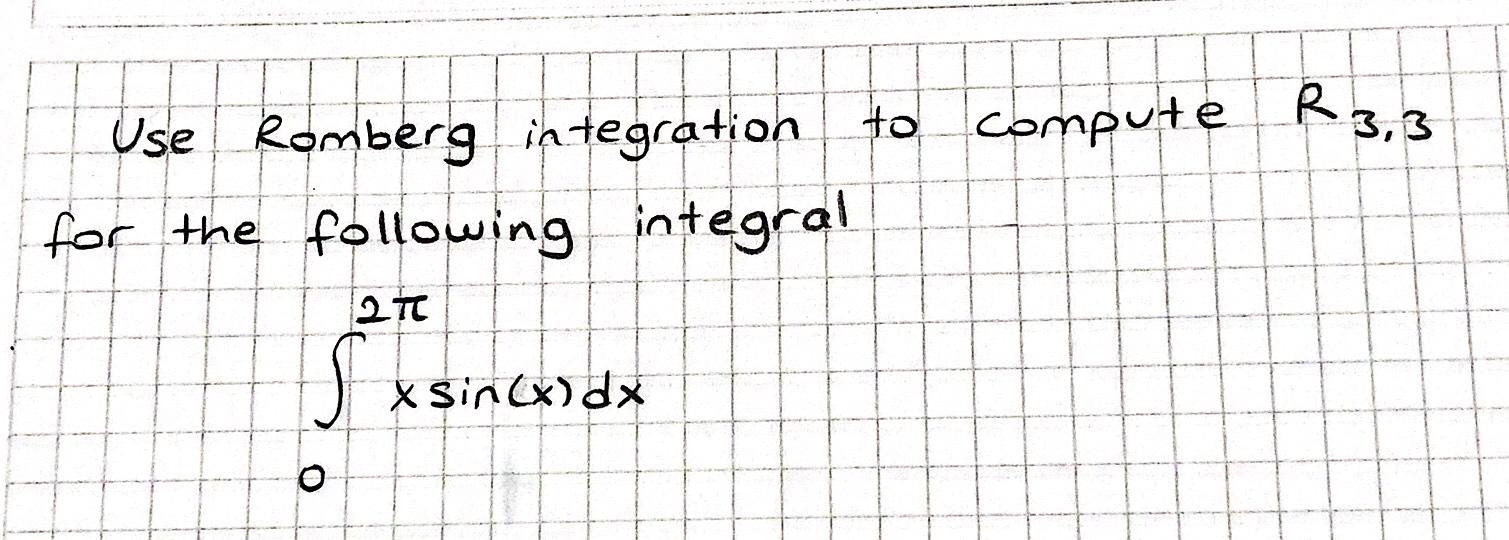 Solved Use Romberg integration to compute R3,3 ﻿for the | Chegg.com