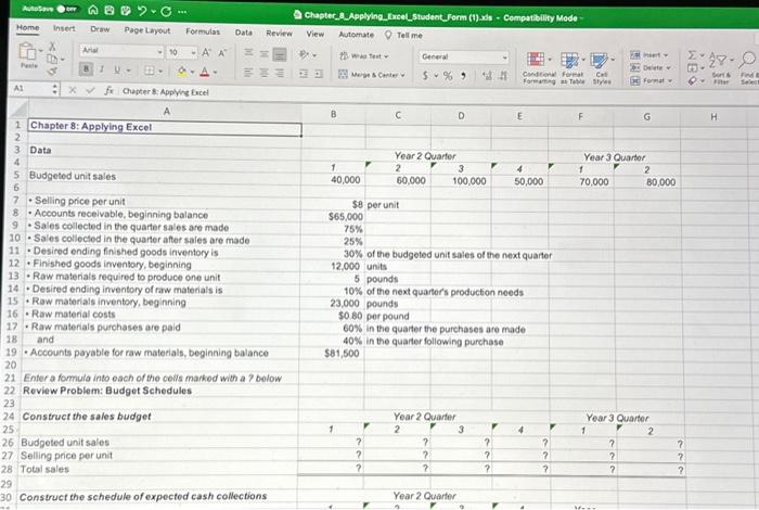 Required information Chapter 8: (Algo) Applying Excel | Chegg.com