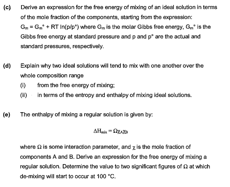 Solved (c) ﻿Derive an expression for the free energy of | Chegg.com