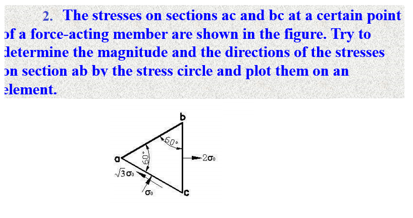 Solved 2. The Stresses On Sections Ac And Bc At A Certain | Chegg.com