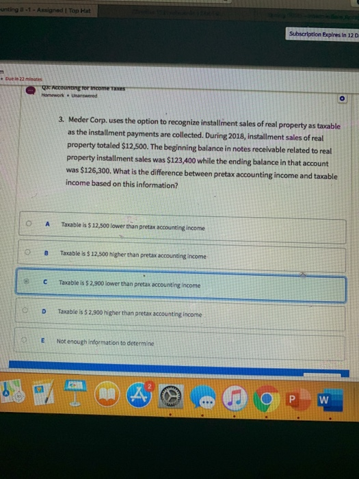 Solved nating 11 Assigned Top Hat Subscription Expires in