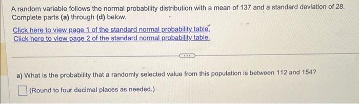Solved A random variable follows the normal probability | Chegg.com