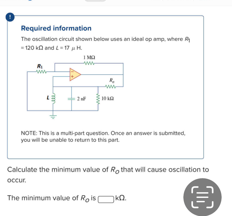 Solved Required InformationThe Oscillation Circuit Shown | Chegg.com