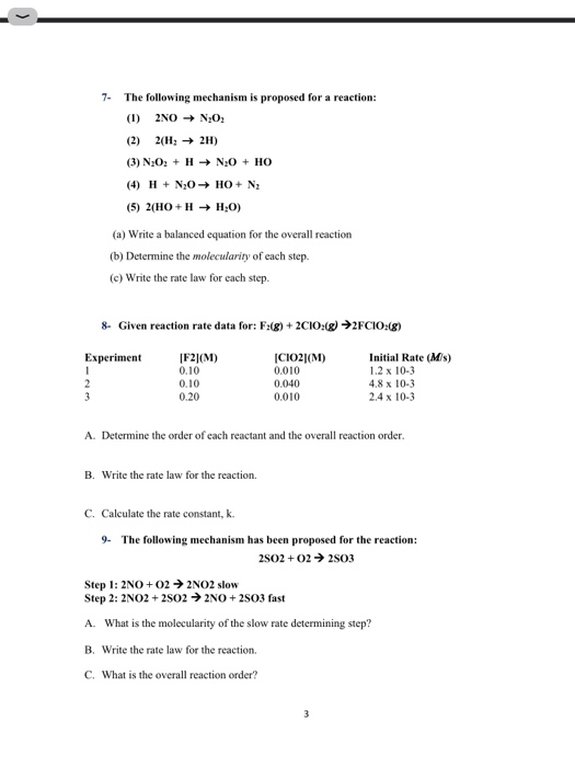 Solved Chemistry department Kinetics Training questions | Chegg.com