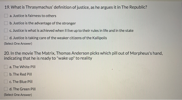 thrasymachus' definition of justice essay