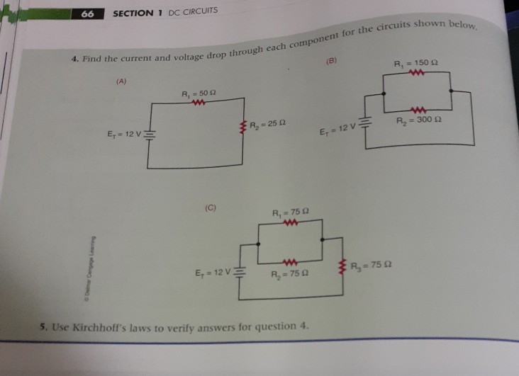 Solved 4. Find The Current And Voltage Drop Through Each | Chegg.com