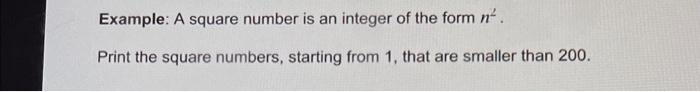 Solved Example: A square number is an integer of the form | Chegg.com