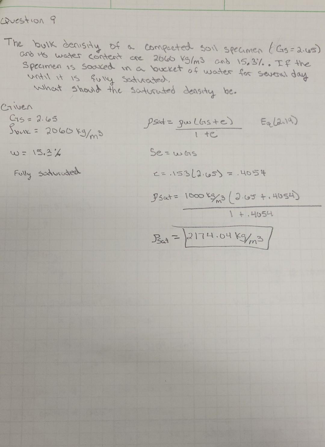 Solved Question a The bulk denisity of a compacted soll | Chegg.com