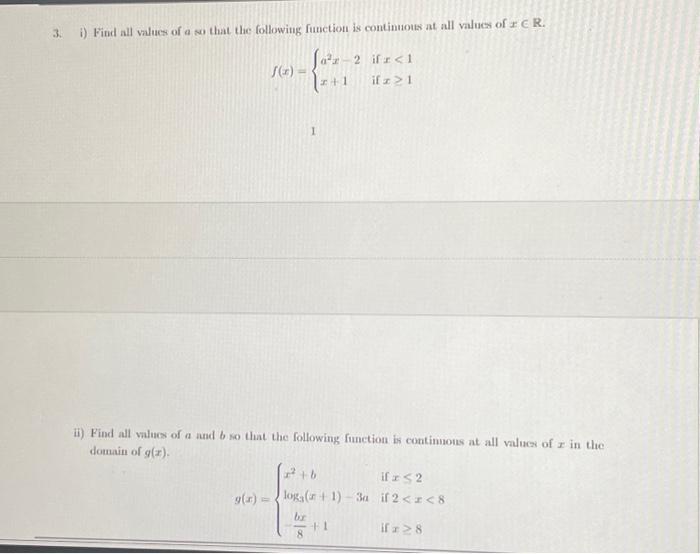 Solved 3. i) Find all values of a so that the following | Chegg.com