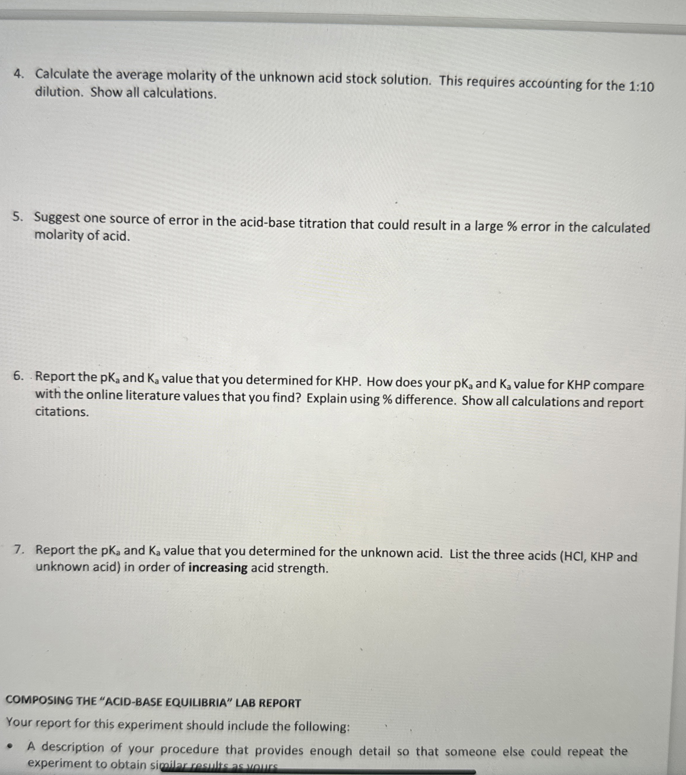 Solved Calculate The Average Molarity Of The Unknown Acid 