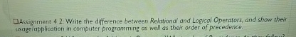 Solved Write the difference between Relational and Logical | Chegg.com