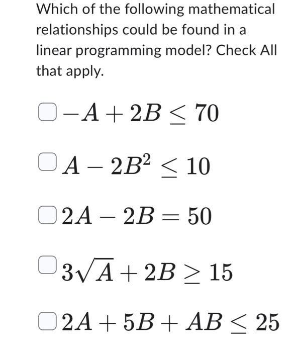 Solved Which Of The Following Mathematical Relationships | Chegg.com