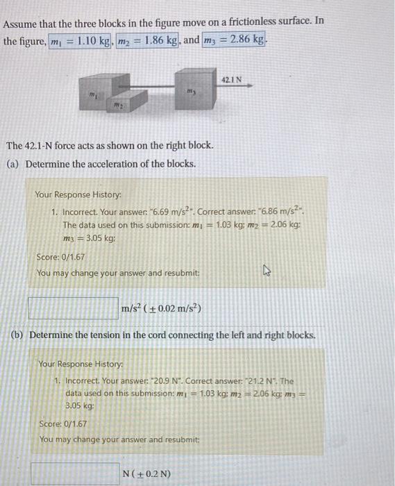 Solved Assume that the three blocks in the figure move on a | Chegg.com